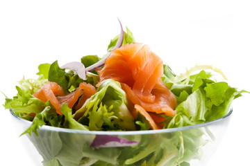 Salad - smoked salmon with vegetables