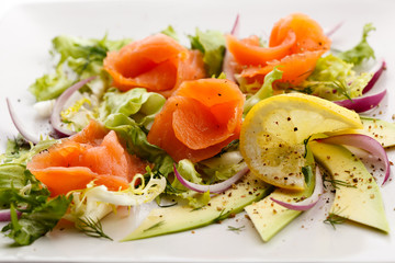 Smoked salmon with vegetables