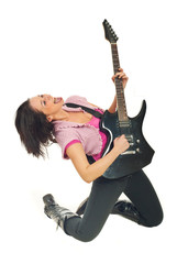Fototapeta premium Rock girl with electronic guitar