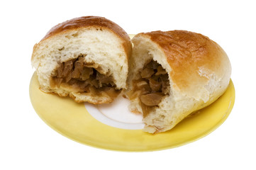 homemade patty on white close up