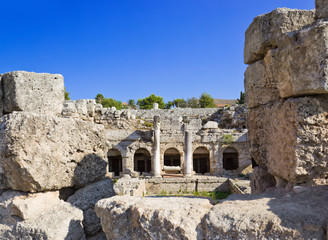 Ruins of temple in Corinth, Greece