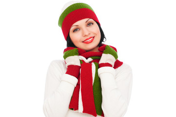 pretty smiley woman in hat and scarf