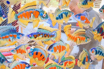 colorful fish figures as a background