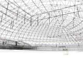 progetto palasport rendering 3d ingegneria architettura