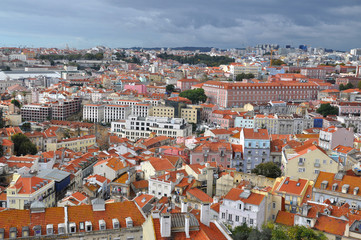 Naklejka na ściany i meble Panorama z Lizbony z Alfama