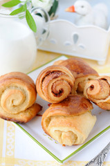 Homemade buns with cinnamon and sugar.