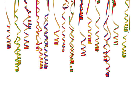 Colorful streamers isolated on white background