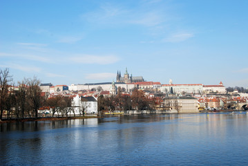 Fototapeta na wymiar Prague, Vltava river and castle