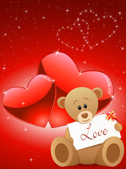 Valentinskarte mit Teddybär