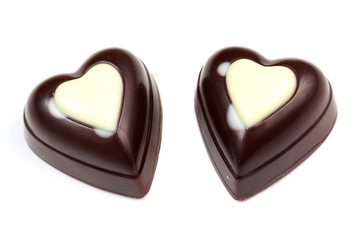 Two chocolates in form of heart