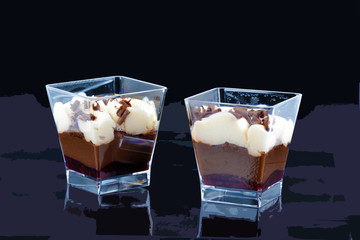 Verrines - présentation design 2 desserts chocolat