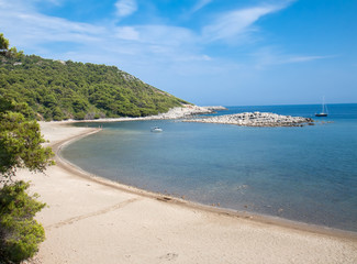 Long sand Turkovic bay, island Mljet, Croatia