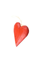 wooden red heart isolated