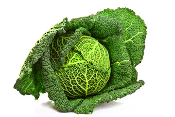 Savoy cabbage isolated on white