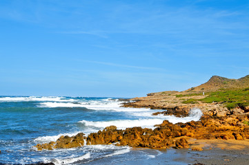 Fototapeta na wymiar view of Binimela beach in Menorca, Balearic Islands, Spain