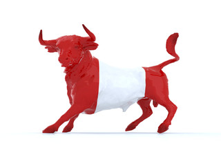 peruvian bull with flag