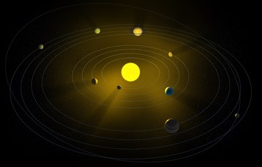 Solar system CG illustration