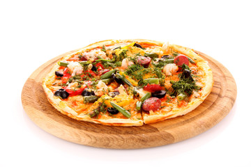 tasty Pizza with olives isolated on white