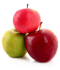 Red and green apples isolated on white