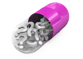 3d different tablets and pills on a white background