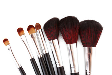 cosmetic brushes on white