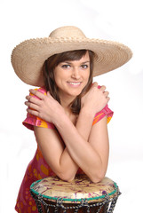 young woman in a straw hat