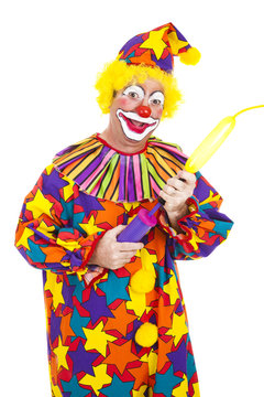 Clown Blows Up Balloon