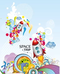 Papier Peint photo autocollant Cosmos vaisseau spatial en vecteur