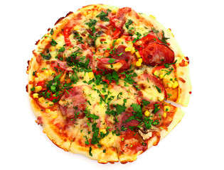 Obraz na płótnie Canvas Tasty Italian pizza over white