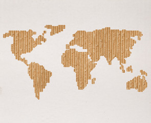 Fototapeta na wymiar Mapa świata Tektura