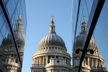St Pauls Cathedral reflected in glass
