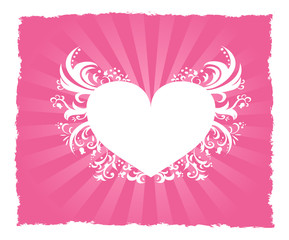 Valentine's Day pink heart postcard. Vector, easily editable