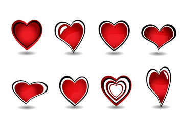 Beautiful red heart element set vector