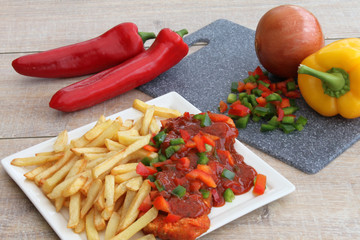Paprikaschnitzel mit Pommes Frites