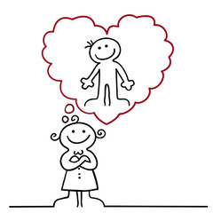 figur frau denkt an mann