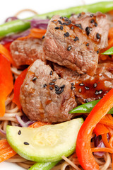 meat with vegetables and noodles