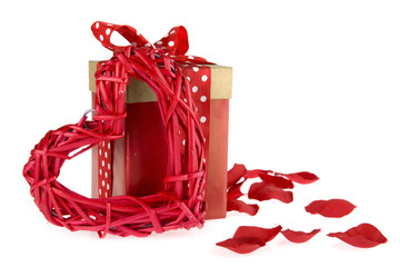 a valentine present with hearts