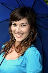 Pretty Smiling Girl with Umbrella