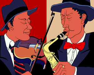 vector illustration of two musician