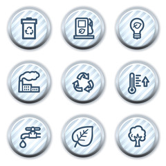 Ecology web icons set 1, stripped light blue circle buttons