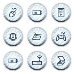 Electronics web icons set 2, stripped light blue circle buttons