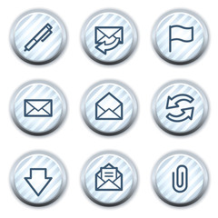 E-mail web icons, stripped light blue circle buttons