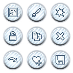 Image viewer web icons set 2, stripped light blue circle buttons