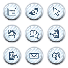 Internet web icons set 2, stripped light blue circle buttons