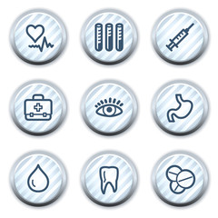 Medicine web icons set 1, stripped light blue circle buttons