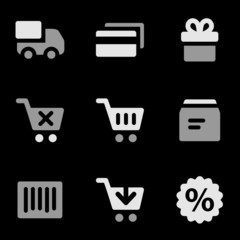 On-line shopping web icons, grayscale series