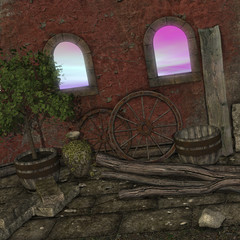 magic window in a fantasy setting. 3D rendering of a fantasy