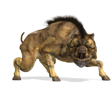 Dinosaur Daeodon Dinohyus. 3D rendering with clipping path and