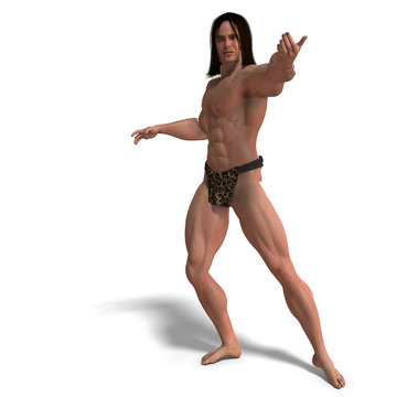 the apeman out of the jungle. 3D rendering with clipping path