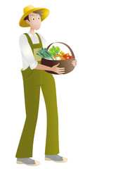 Fototapeta premium paysan-panier de légumes